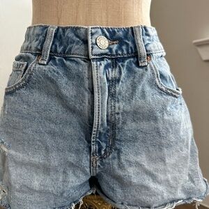 Garage Light Blue High-Rise Denim Shorts
